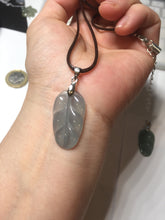 Load image into Gallery viewer, 100% natural type A icy watery light green blue gray Guatemala jadeite leaf pendant PD5

