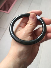 Load image into Gallery viewer, 58.6mm Certified type A 100% Natural dark green black MoCui(墨翠) round cut Jadeite bangle PC150-0687
