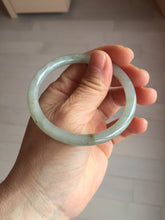 Load image into Gallery viewer, 54.7mm Certified type A 100% Natural light green gray black slim round cut Jadeite bangle PA193-2468
