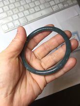 Load image into Gallery viewer, 59.5mm Certified Type A 100% Natural dark green/blue/gray with Guatemala slim round cut Jadeite bangle PH18-2353
