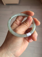 Load image into Gallery viewer, 54.7mm Certified type A 100% Natural light green gray black slim round cut Jadeite bangle PA193-2468
