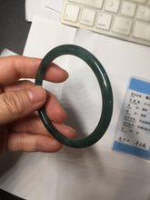 Load image into Gallery viewer, 54.1mm Certified Type A 100% Natural dark green/blue/gray with Guatemala slim round cut Jadeite bangle PJ99-2457
