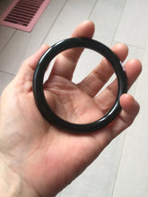 Load image into Gallery viewer, 58.6mm Certified type A 100% Natural dark green black MoCui(墨翠) round cut Jadeite bangle PC150-0687

