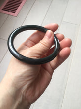 Load image into Gallery viewer, 58.6mm Certified type A 100% Natural dark green black MoCui(墨翠) round cut Jadeite bangle PC150-0687
