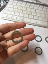 Load image into Gallery viewer, 18.3mm size 8 1/4 100% natural type A icy watery green/blue slim style Guatemala jadeite jade band ring group PE80
