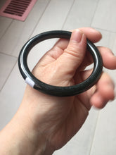 Load image into Gallery viewer, 58.6mm Certified type A 100% Natural dark green black MoCui(墨翠) round cut Jadeite bangle PC150-0687
