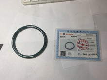 Load image into Gallery viewer, 60.5mm Certified Type A 100% Natural icy watery dark green/blue/gray with Guatemala slim round cut Jadeite bangle PH19-2346
