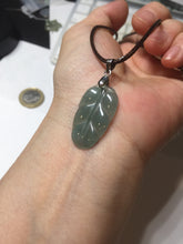 Load image into Gallery viewer, 100% natural type A icy watery light green gray Guatemala jadeite leaf pendant PD7
