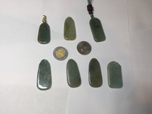 Load image into Gallery viewer, 100% Natural type A oily dark green/black Jadeite Jade safe and sound pendant group PC27
