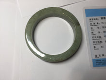 Load image into Gallery viewer, 58mm certified type A 100% Natural light green/gray chubby square style Jadeite Jade bangle AU57-1511
