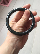 Load image into Gallery viewer, 58.6mm Certified type A 100% Natural dark green black MoCui(墨翠) round cut Jadeite bangle PC150-0687
