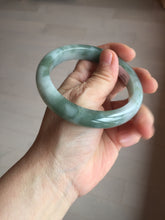 Load image into Gallery viewer, 59.2mm certified 100% natural Type A watermelon-rind green white Cool White Base with Misty Green Patches jadeite bangle PE32-2125
