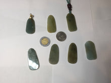 Load image into Gallery viewer, 100% Natural type A oily dark green/black Jadeite Jade safe and sound pendant group PC27
