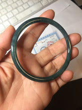 Load image into Gallery viewer, 60.5mm Certified Type A 100% Natural icy watery dark green/blue/gray with Guatemala slim round cut Jadeite bangle PH19-2346
