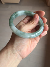 Load image into Gallery viewer, 59.2mm certified 100% natural Type A watermelon-rind green white Cool White Base with Misty Green Patches jadeite bangle PE32-2125
