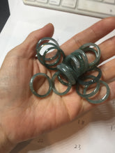 Load image into Gallery viewer, 18.1mm size 8 100% natural type A icy watery green/blue slim style Guatemala jadeite jade band ring group PE81
