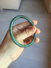 Load image into Gallery viewer, 59.2mm Certified Type A 100% Natural light green/blue/gray with flying snow Guatemala slim round cut Jadeite bangle PJ26-4318
