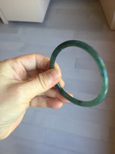 Load image into Gallery viewer, 59.2mm Certified Type A 100% Natural light green/blue/gray with flying snow Guatemala slim round cut Jadeite bangle PJ26-4318

