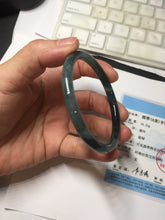Load image into Gallery viewer, 55.8mm Certified Type A 100% Natural dark green/blue/gray/black Guatemala slim round cut Jadeite bangle PJ100-5624
