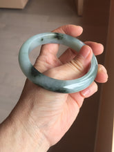 Load image into Gallery viewer, 59.3mm Certified type A 100% Natural oily dark green gray black(油青) Jadeite bangle PE31-2121
