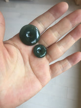 Load image into Gallery viewer, 24.2/116.7mmType A 100% Natural oily dark green/black/gray(老油青) Jadeite Jade Safety Guardian Button donuts couple pendant PC129
