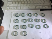 Load image into Gallery viewer, 18.1mm size 8 100% natural type A icy watery green/blue slim style Guatemala jadeite jade band ring group PE81
