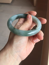 Load image into Gallery viewer, 59.3mm Certified type A 100% Natural oily dark green gray black(油青) Jadeite bangle PE31-2121
