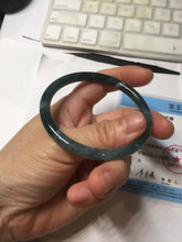 Load image into Gallery viewer, 55.8mm Certified Type A 100% Natural dark green/blue/gray/black Guatemala slim round cut Jadeite bangle PJ100-5624
