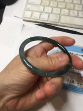 Load image into Gallery viewer, 55.8mm Certified Type A 100% Natural dark green/blue/gray/black Guatemala slim round cut Jadeite bangle PJ100-5624
