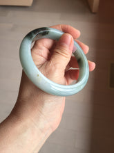 Load image into Gallery viewer, 59.3mm Certified type A 100% Natural oily dark green gray black(油青) Jadeite bangle PE31-2121
