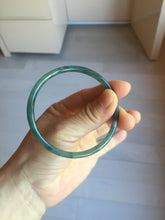 Load image into Gallery viewer, 58mm Type A 100% Natural half black half icy dark green/blue/gray Guatemala skinny round cut Jadeite bangle PJ25-9700
