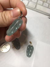Load image into Gallery viewer, 100% natural type A icy watery light green gray Guatemala jadeite leaf pendant PD7
