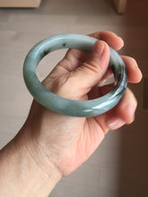 Load image into Gallery viewer, 59.3mm Certified type A 100% Natural oily dark green gray black(油青) Jadeite bangle PE31-2121
