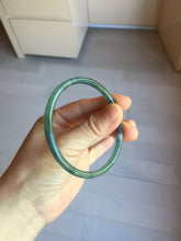 Load image into Gallery viewer, 58mm Type A 100% Natural half black half icy dark green/blue/gray Guatemala skinny round cut Jadeite bangle PJ25-9700
