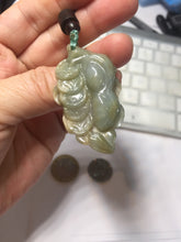 Load image into Gallery viewer, 100% Natural Type A Dark Green Yellow Carved Ancient Coins Four Season Bean Leaf Jadeite Jade Pendant PJ86
