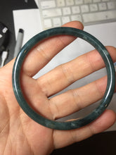 Load image into Gallery viewer, 61mm Certified Type A 100% Natural icy watery dark green/blue/gray with Guatemala slim round cut Jadeite bangle PH20-2332
