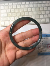 Load image into Gallery viewer, 56.7mm Certified Type A 100% Natura dark blue/green/gray/black Guatemala slim round cut Jadeite bangle PJ101-5614
