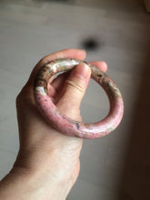 Load image into Gallery viewer, 55.5 100% natural red/pink/black/gray chubby round cut rose stone (Rhodonite) bangle SY23
