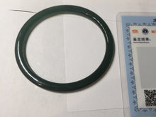 Load image into Gallery viewer, 49.5mm Certified Type A 100% Natural icy watery dark green/blue/gray Guatemala slim flat oval round cut Jadeite bangle PH21-2334
