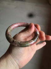 Load image into Gallery viewer, 55.5 100% natural red/pink/black/gray chubby round cut rose stone (Rhodonite) bangle SY23
