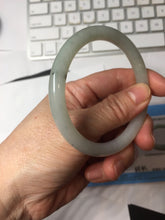 Load image into Gallery viewer, 56mm certified Type A 100% Natural white light green gray slim round cut Jadeite Jade bangle PB253-3715
