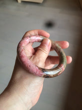 Load image into Gallery viewer, 55.5 100% natural red/pink/black/gray chubby round cut rose stone (Rhodonite) bangle SY23
