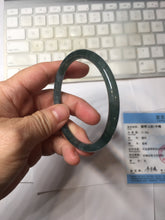 Load image into Gallery viewer, 56.7mm Certified Type A 100% Natura dark blue/green/gray/black Guatemala slim round cut Jadeite bangle PJ101-5614
