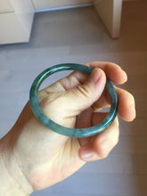 Load image into Gallery viewer, 56mm Certified Type A 100% Natural dark green/blue/gray Guatemala slim round cut Jadeite bangle PJ24-9694
