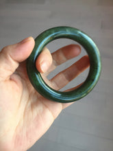 Load image into Gallery viewer, 55mm 100% Natural dark green(碧玉) black round cut nephrite Jade bangle HE104-0127
