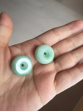 Load image into Gallery viewer, 20mm Type A 100% Natural Sunny green/white Jadeite Jade Safety Guardian Button donuts Pendant group PD10
