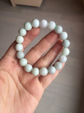 Load image into Gallery viewer, 10.5mm size 52-60mm 100% natural type A white green purple jadeite jade beads bracelet PB83
