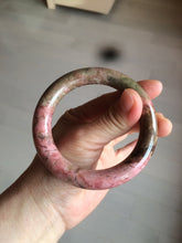 Load image into Gallery viewer, 55.5 100% natural red/pink/black/gray chubby round cut rose stone (Rhodonite) bangle SY23
