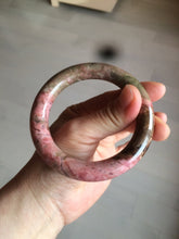 Load image into Gallery viewer, 55.5 100% natural red/pink/black/gray chubby round cut rose stone (Rhodonite) bangle SY23
