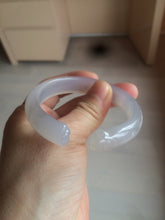 Load image into Gallery viewer, 52.2mm 100% natural icy light pale pink/white agate carved cat paws bangle SY57
